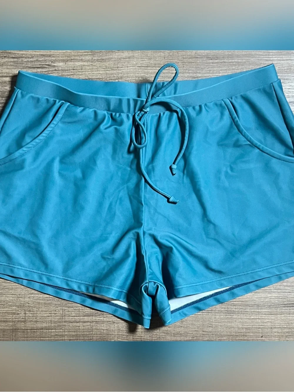 Women’s Green & White Tankini With Shorts Two Piece Swim Set